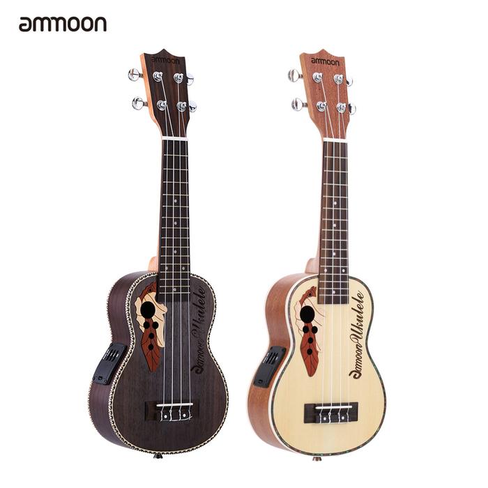 ammoon Acoustic Ukulele Spruce 21" Ukulele15 Fret 4 Strings Guitar