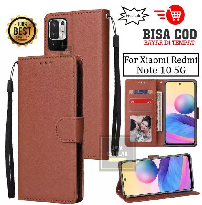 Flip Case Untuk Xiaomi Redmi Note 10 5G Flip Case Kulit - Casing Dompet Case Wallet Leather Case Pon