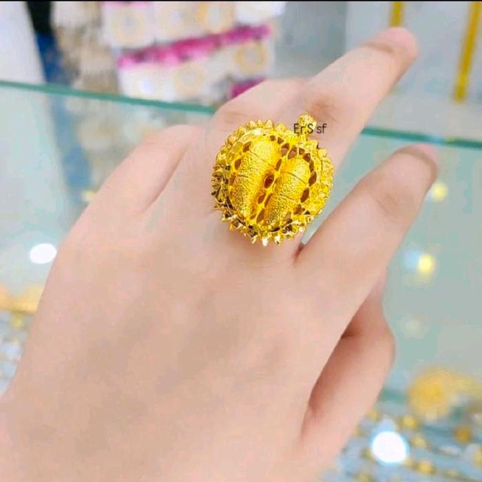 cincin belah duren lapisan emas kuningan