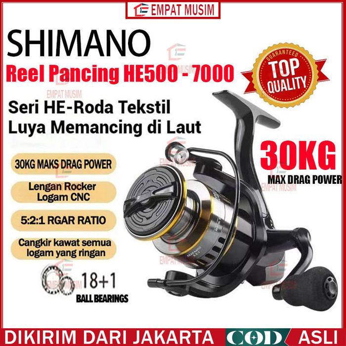 【COD】Shimano Reel Pancing HE500 - 7000 30 Kg/ Asli Besi Fishing Reel 5.2:1 Kincir Logam Berkekuatan