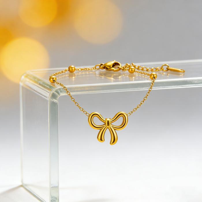 Kalung Baja Titanium Unik dengan Simpul Pita Desain Elegan dan Modern Cocok untuk Gaun Trendi Sederh