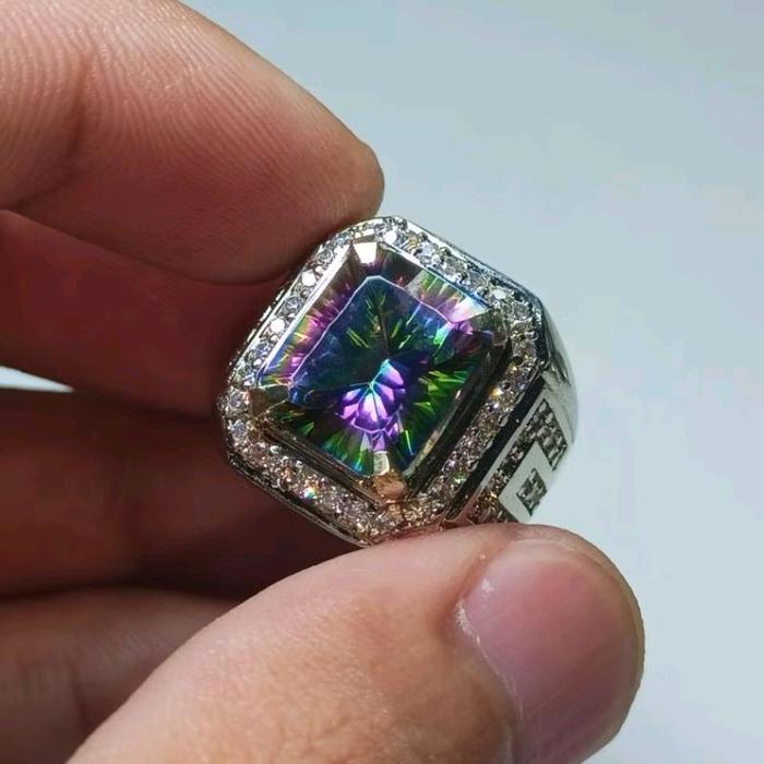 Cincin Batu Akik Mystique Qwartz Alpaka Super Mewah - Quartz