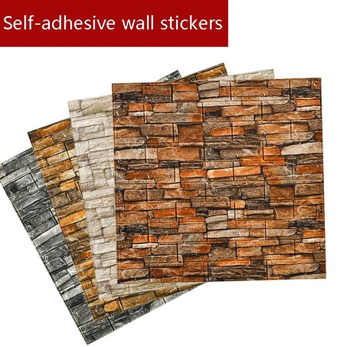 38.5cm * 35cm PVC Living Room Decoration Home Foam 3d Wallpaper Self-adhesive Board Brick Pattern Wa