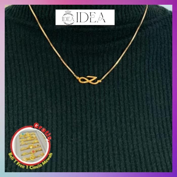 idea.gelangnama Kalung BTS Jungkook logo Golden titanium anti karat cewek korea stainless steel