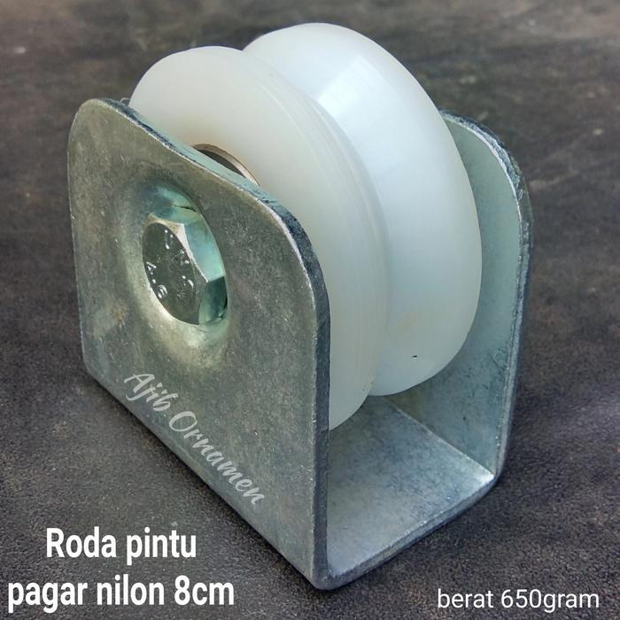 roda pagar nilon 8cm aksesoris pintu pagar nylon