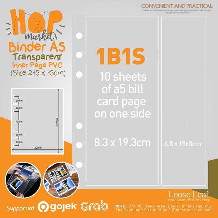 Sleeve Pocket A5 (isi 10) for 6 Ring Album Binder Notebook Diary Photocard Idol KPOP Instax Foto Lom