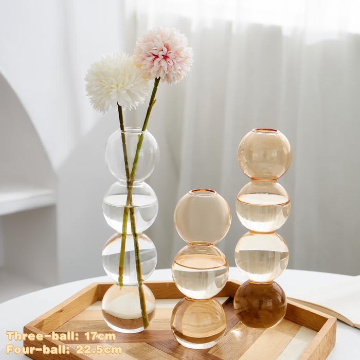 Vas Kaca Bubble Aesthetic/Vas Kaca Bulat/Vas Hidroponik/Vas Bahan Kaca Transparan/Vas Bulat Gaya Nor