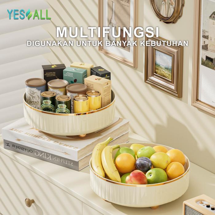 YESALL Rak Putar Ivory - Kotak Penyimpanan Rack Kosmetik Wadah Buah Bumbu Dapur Storage Estetik