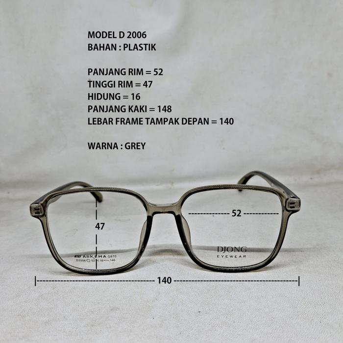 FRAME KACAMATA DJ D2006 PLASTIK MUKA SEDANG BESAR