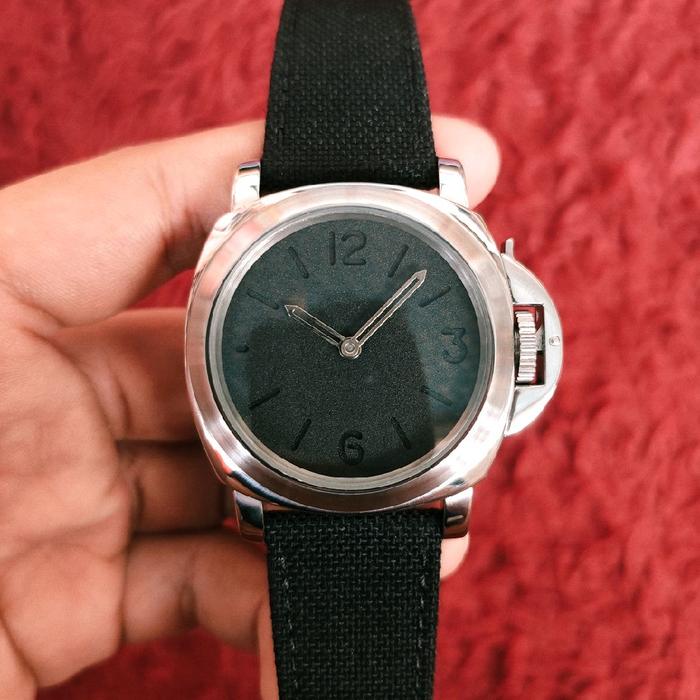 Jam tangan pria automatic manual winding second 2ND homage handmade mods panerai 44mm concept black 