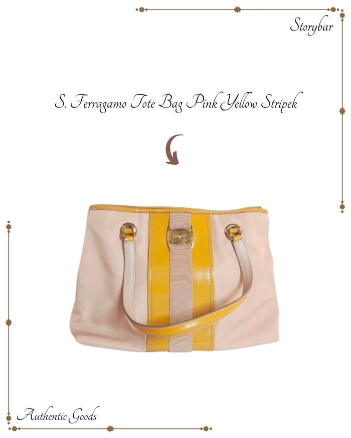 S. Ferragamo Tote Bag Pink Yellow Stripe – Preloved Original