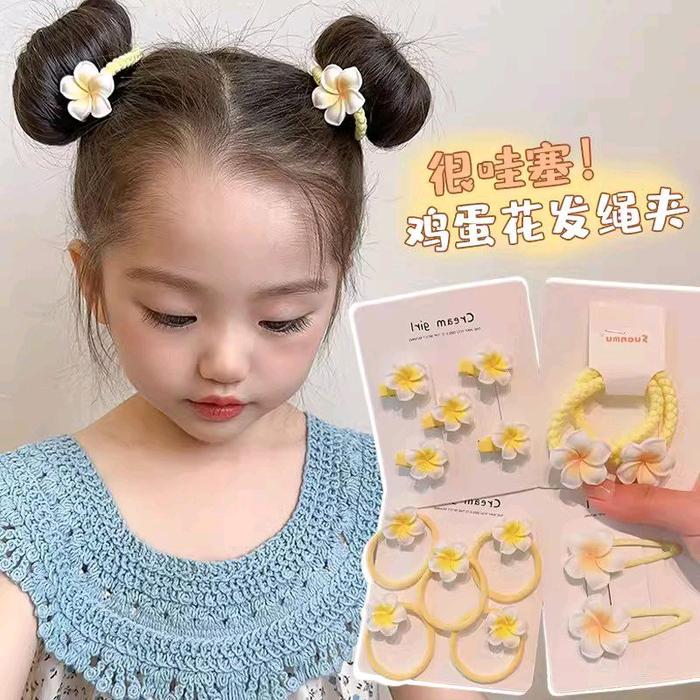 ( JP 12 ) 5 pcs / 2 pcs ikat rambut anak motif bunga bali / jepit rambut anak bunga bali / aksesorie