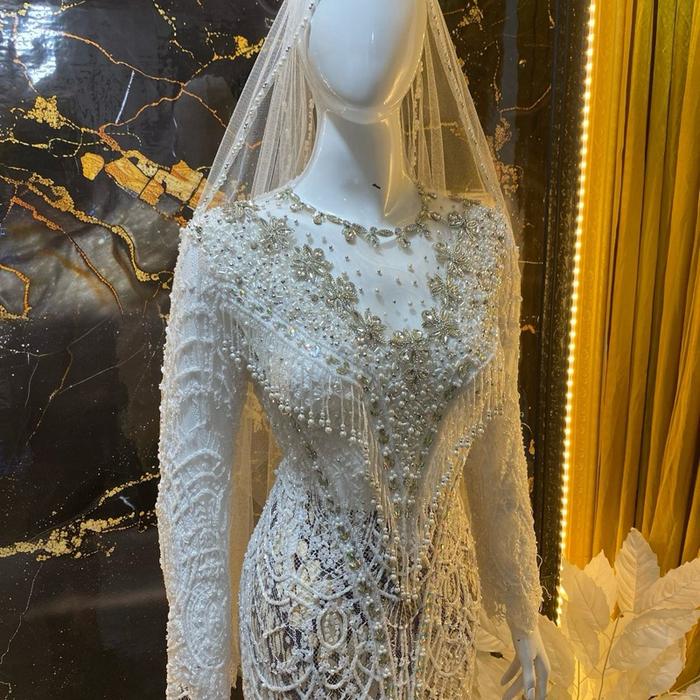 Sale Kebaya akad ekor cantily full payet jepang