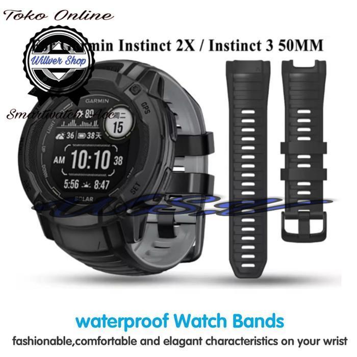 Tali Jam Garmin Instinct 3 50Mm 2X 50Mm Amoled Solar Tactical Strap Silicone Model Original Watch Ac