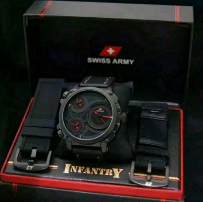 Jam Tangan Pria Swiss Army Infantry Free 2 Strap Fullset Free Box Exclusive COD Best Seller