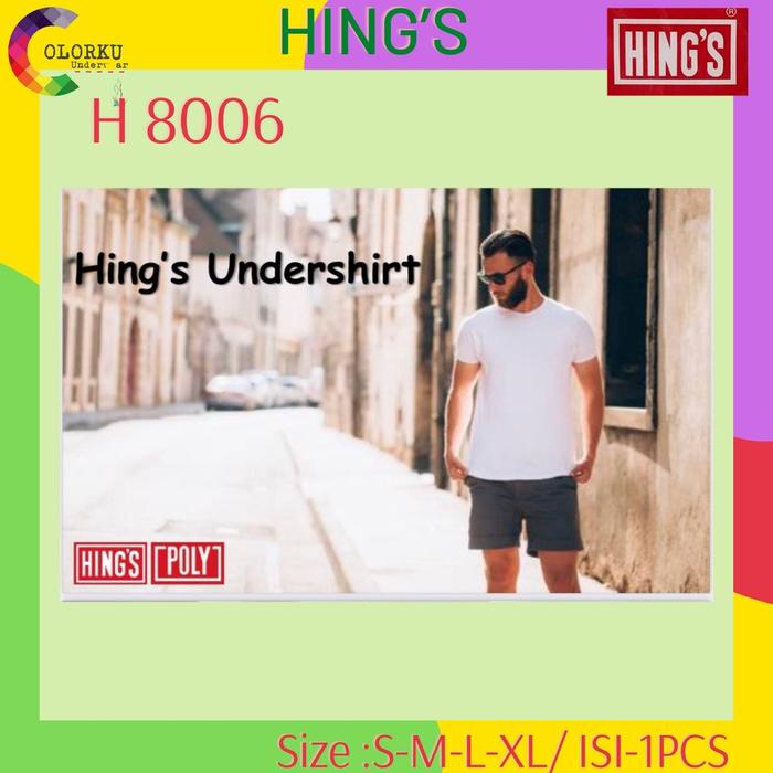 Kaos Oblong Pria Hings Round-Neck H 8006 Putih ISI-1 PCS Bahan Katun