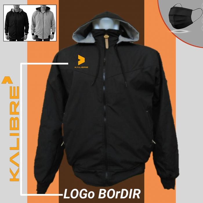 Jaket Parasut Logo Kalibre Bordir anti air Free Masker
