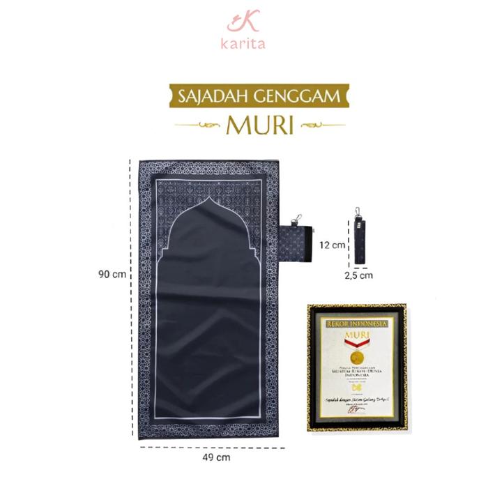 Karita Sajadah Travel Gulung Waterproof Motif Rekor MURI Terkecil Genggam Pouch Muslim Bahan Taslan 