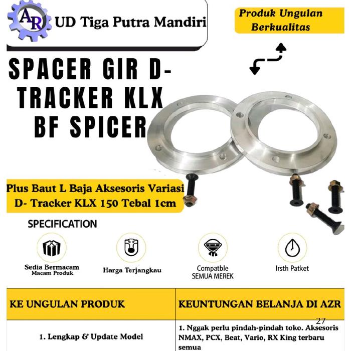 Spacer Gir D - Tracker KLX BF Spicer Spasir Plus Baut L Baja AkseAksesoris Variasi D - Tracker KLX 1