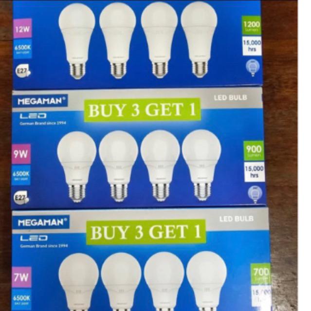 MEGAMAN LAMPU Led Blub Beli 3 gratis 1 7W 9W 12W 6500k Putih