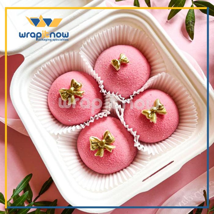 Safitiri (10 Pcs) Mochi Box Bagasse Box Korean Cake Burger Coklat Packaging Box 15.3X15.3X8