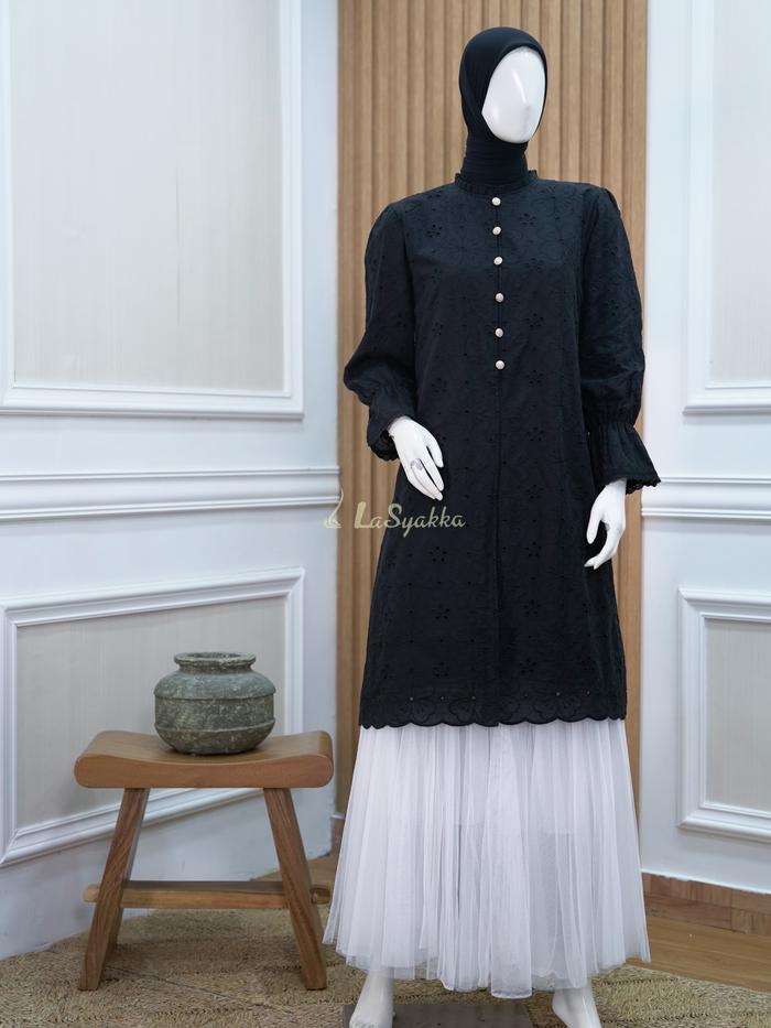 Tunik La Syakka by Naura - Tunik Katun Bordir / Tunik Busui / Tunik Hitam / Tunik Putih / La syakka 