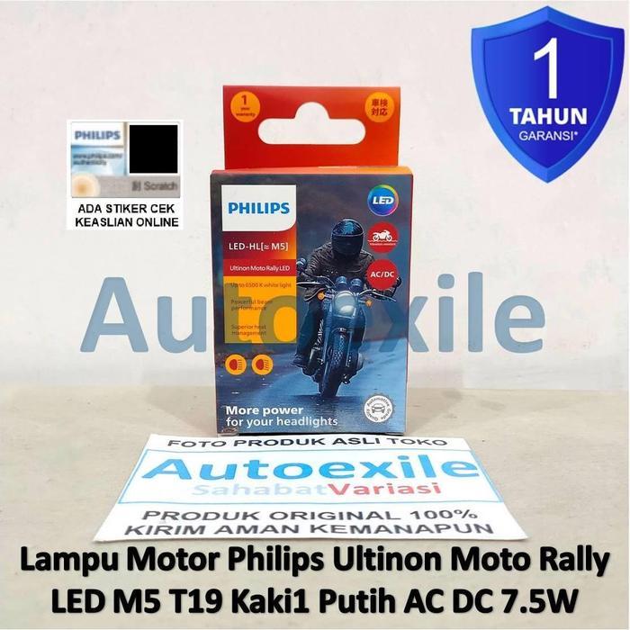 PHILIPS ULTINON MOTO RALLY LED HL M5 T19 H6 KAKI1 6500K PUTIH AC DC LAMPU MOTOR BEBEK MATIC VARIO BE