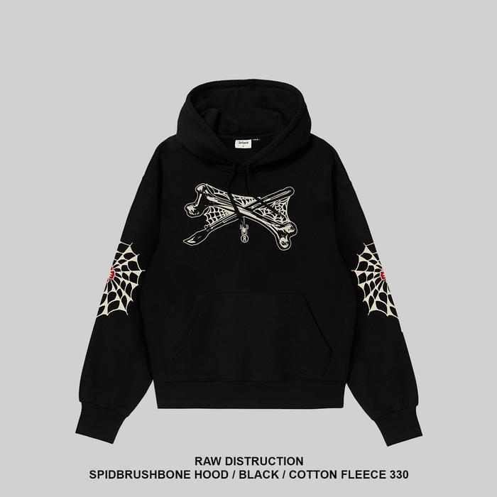 RAWTYPE RIOT Spid Brush Bone Hoodie - Black