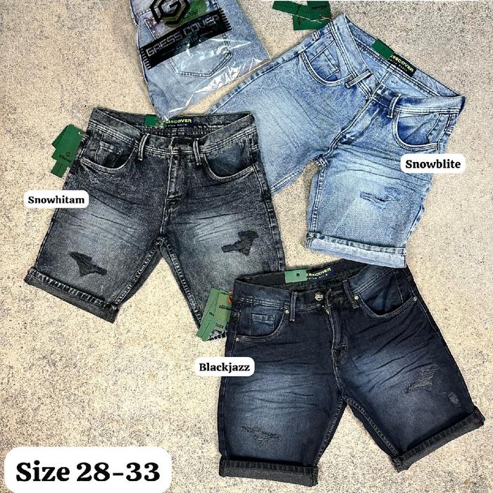 celana pendek non stret jeans sobek sobek lapis Bermuda distro original Gress cover