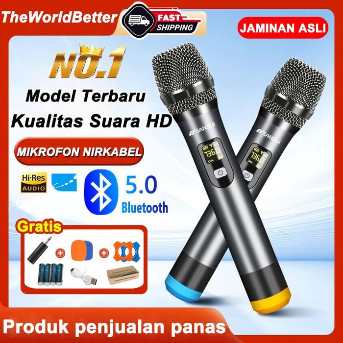 [COD] Mic wireless Pasang dan Mainkan Nirkabelisi Genggam UHF Microphone Double Digital U501/U502 Hi