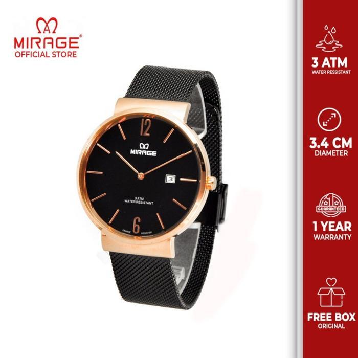 Mirage Watch - Jam Tangan Wanita Rantai Pasir 2 Jarum Anti Air Original 8624 / 8891 Hitam Rosegold