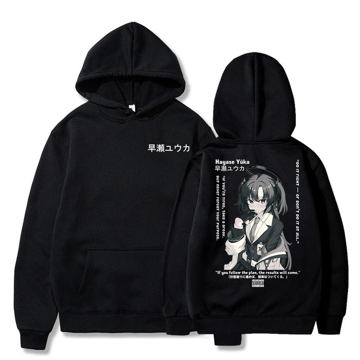 Sweater Hoodie Oversize Hayase Yuuka Blue Archive Sablon Depan Belakang Pria/Wanita/Remaja/Dewasa Sw