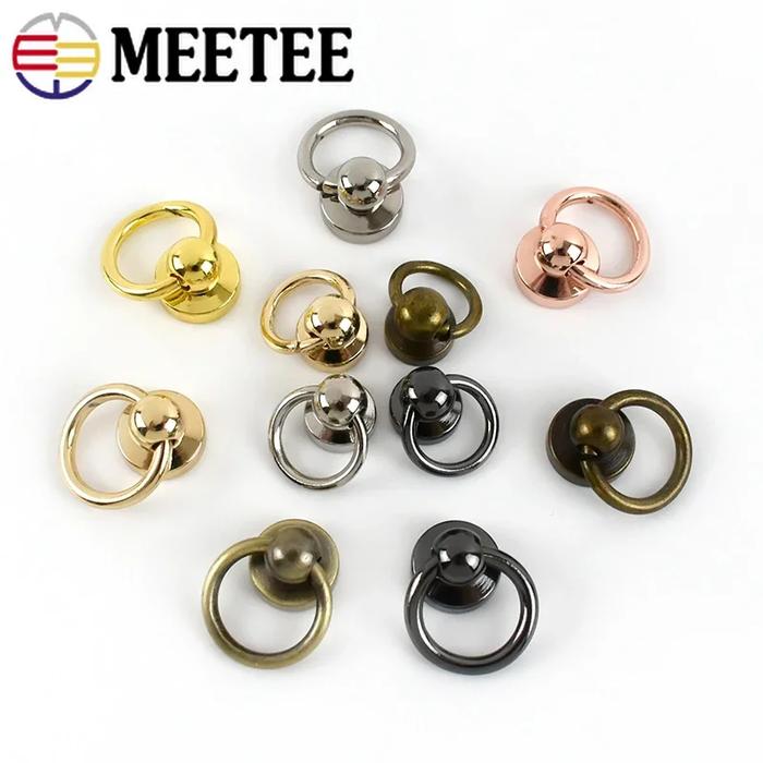 30/50Pcs Meetee 8/10mm O Ring Metal Bags Rivet Nail Buckle Swivel