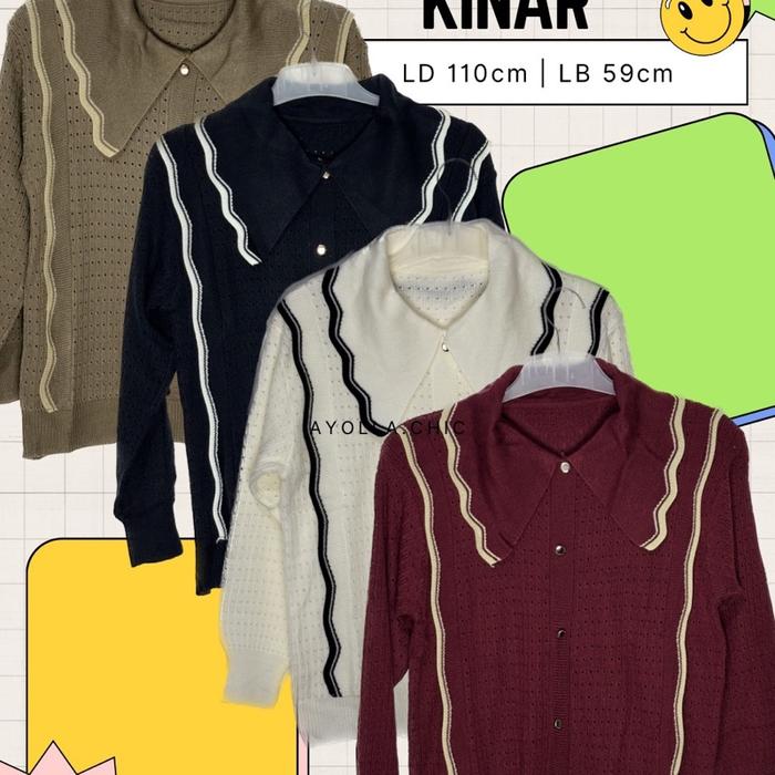 Ayoola.chic - KINAR CARDIGAN/KNIT ATASAN WANITA KOREA KEKINIAN Knitwear Panjang Baju Outer Top Hitam