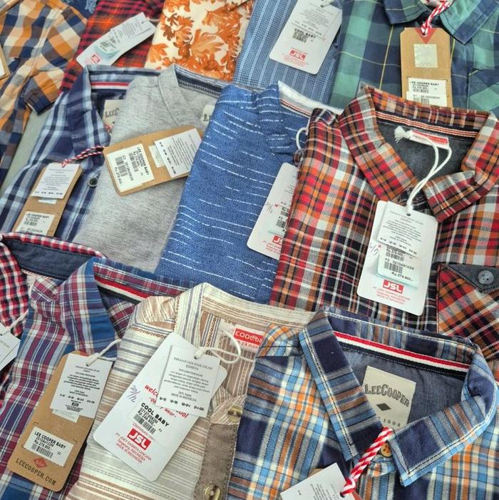 Lee Cooper Kemeja Pria Motif Kotak-kotak & Garis-garis Warna-warni untuk Gaya Casual