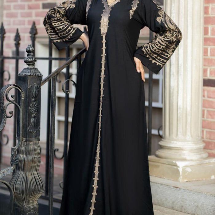 GAMIS DRESS Abaya Jalabiya Katun Premium Mesir Sulam timbul