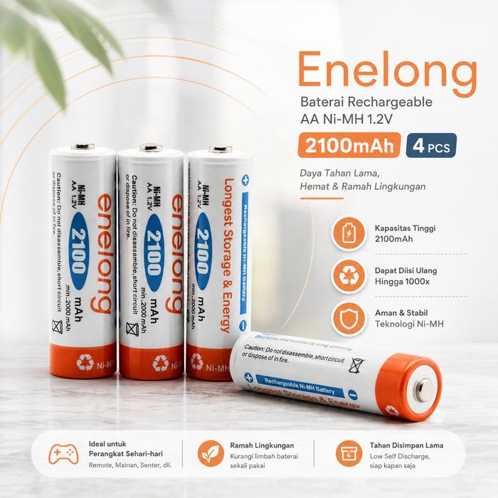 Enelong Baterai Cas Rechargeable Battery AA Ni-MH 1.2V 2100mAh 4 PCS - HR6