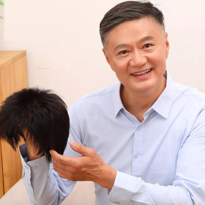 Wig Pria Rambut Pendek Lurus Tanpa Poni Penutup Kepala Agar Kelihatan Tebal Rambut Palsu Pendek Luru