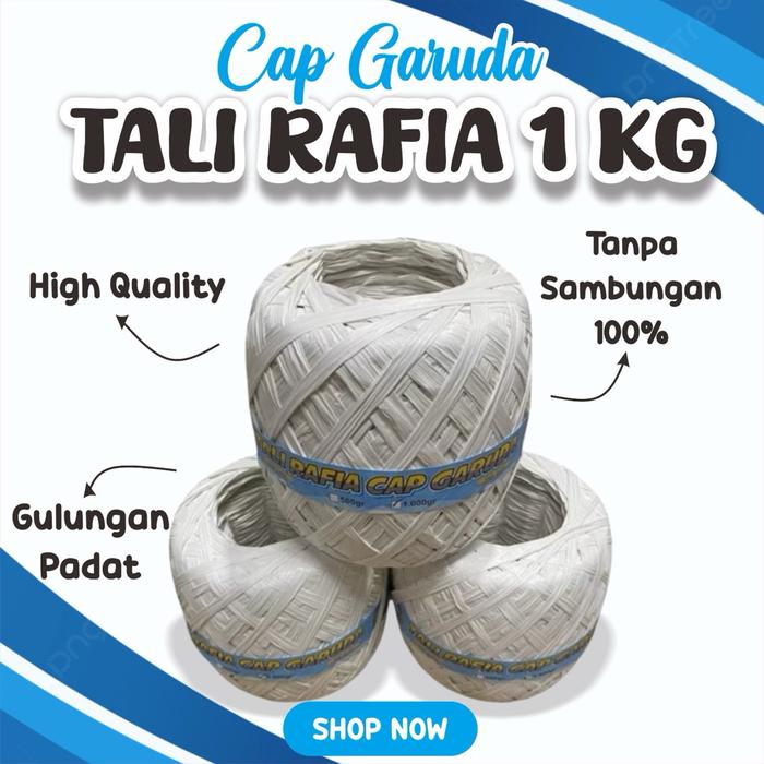 Tali Rafia Plastik Warna Putih 1 Kg Full Original Cap Garuda