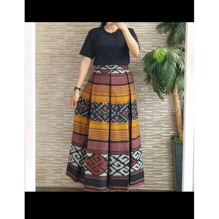 Rok wiru tenun mayung wanita Dewasa Panjang Kain Katun Hitam Kotak Span Batik Seragam Stretch Pendek