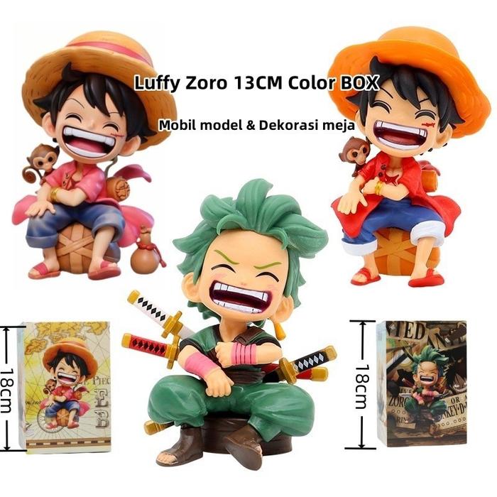 One Piece Action Figure Zoro Roronoa Resin Lufyy Koleksi Pajangan Anime Postur duduk One Piece versi