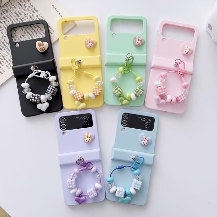 For Samsung Galaxy Z Flip 4 Case Z Flip 3 5G Cute Bracelet Frosted