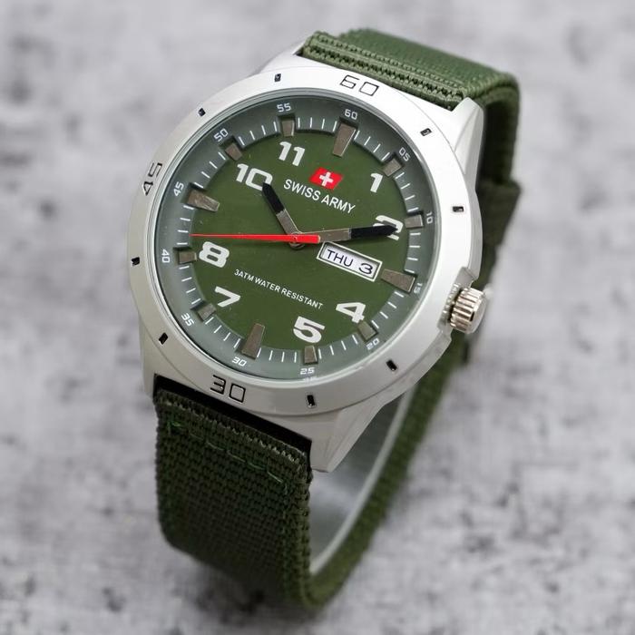 NEW Jam Tangan Pria Swiss SA1880 Analog Tanggal Hari Aktif Include Box Fullset