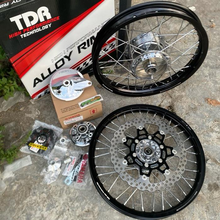 Velgset Tromol depan Dtracker Belakang Ts Honco velg TDR 160 & 185 ring17 fullset chrome Motorcycle