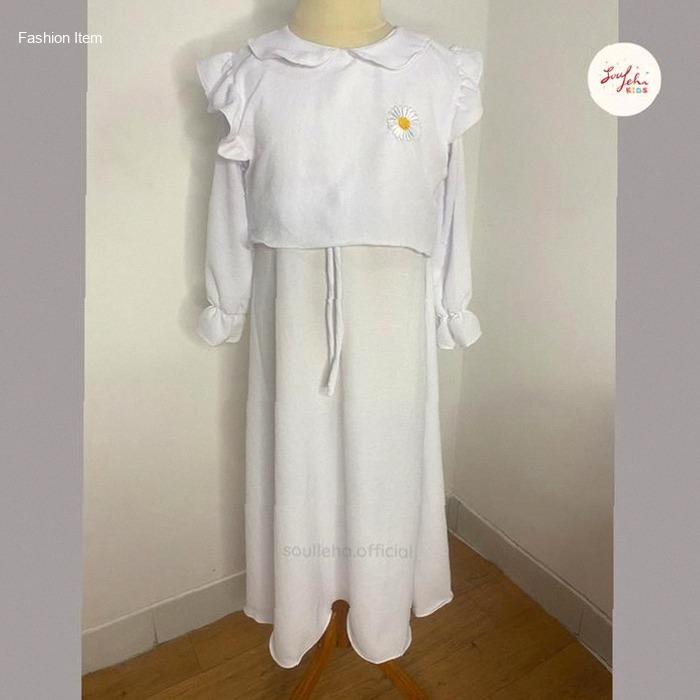 Soulleha Gamis Anak Mina Crinkle Airflow Premium 1-11 Tahun elegan zikra putih pakaian muslim anak p