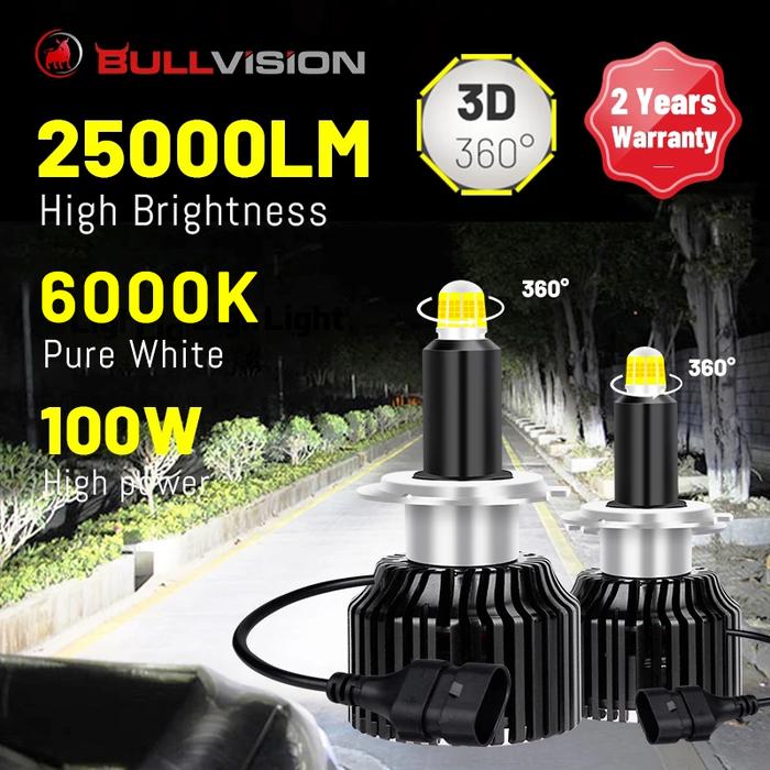 Bullvision H7 LED Headlight 25000LM 360 Degree 54pcs CSP LED 9012