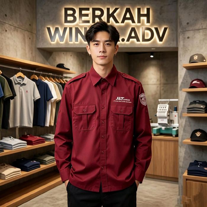Baju Seragam JNT Express - Kemeja Kerja JNT Express Full Bordir Lengan Panjang dan Lengan Pendek