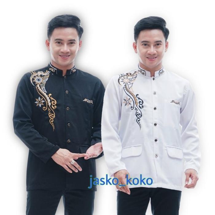 Jas Koko Pria Bordir Cakra Elegan Modern Bahan Katun Premium Jasko Ukuran M L XL XXL