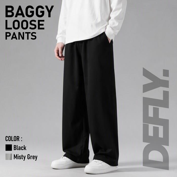 DEFLY - Celana Baggy Loose Sweatpants Highwaist Korean Style Training Pria Wanita