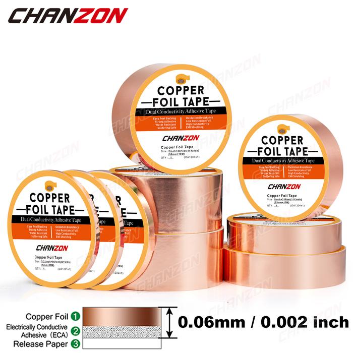 5mm 6mm 10mm 25mm Copper Foil Tape Conductive Strip Adhesive Double